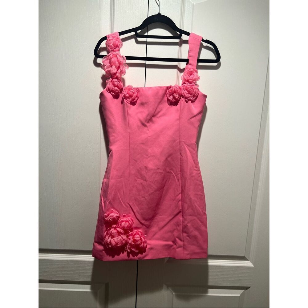 Elliatt Trompe 3D Floral Mini Dress Pink Wedding Cocktail Birthday size XL NWT - Picture 4 of 6